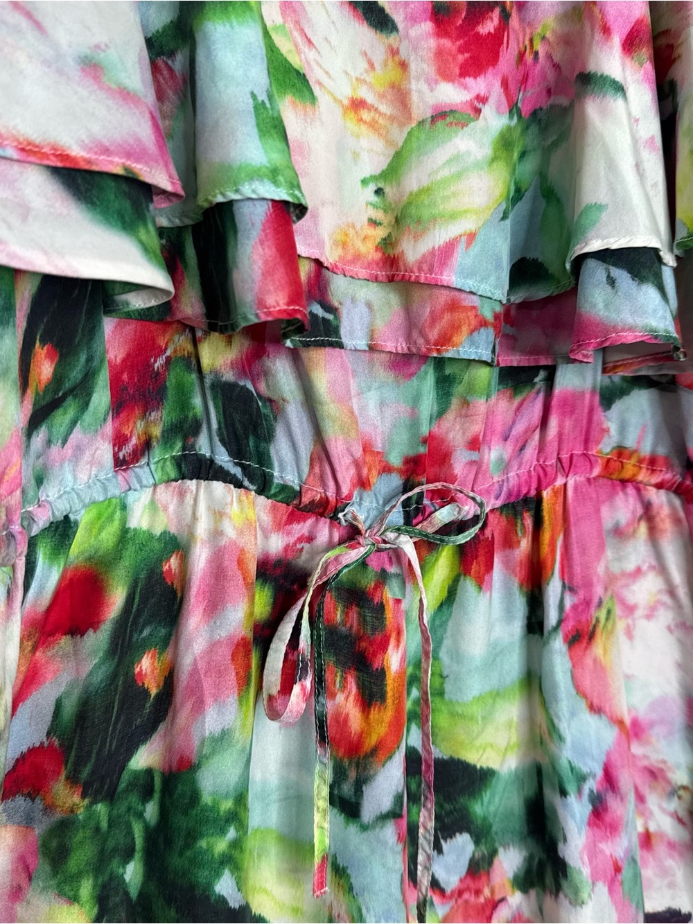 Anthro Fleur Wood 100% Silk Floral Wide Leg Sleeveless Wide Leg Jumpsuit Medium - Picture 3 of 11